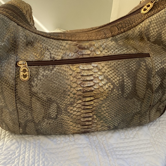 Marino Orlandi Genuine Leather Handbag Faux Embossed Alligator Crocodile - Picture 8 of 13